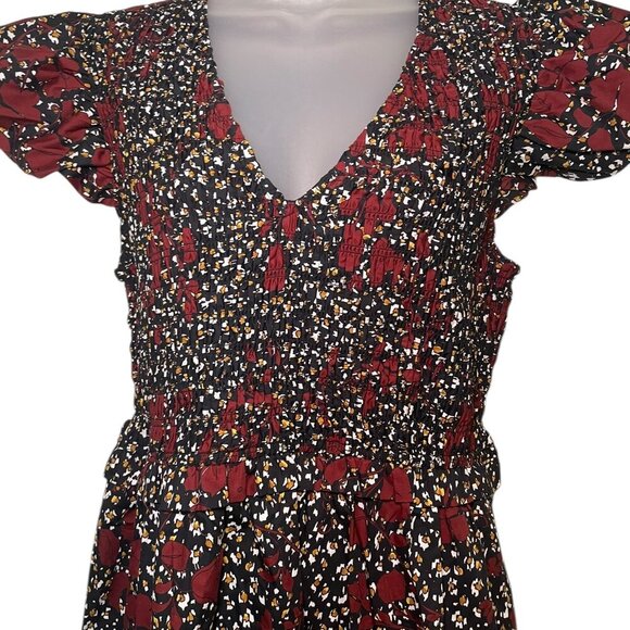 O.P.T. One Pretty Time Phoebe Dress XL NWT Black Floral Midi 100% Cotton - Picture 3 of 5